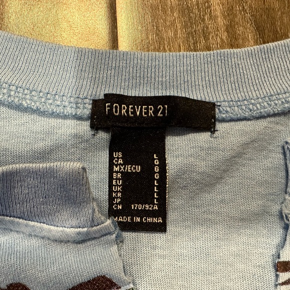 Forever 21, race car T-shirt, cut and cropped, girls size large, NWOT - Picture 3 of 3